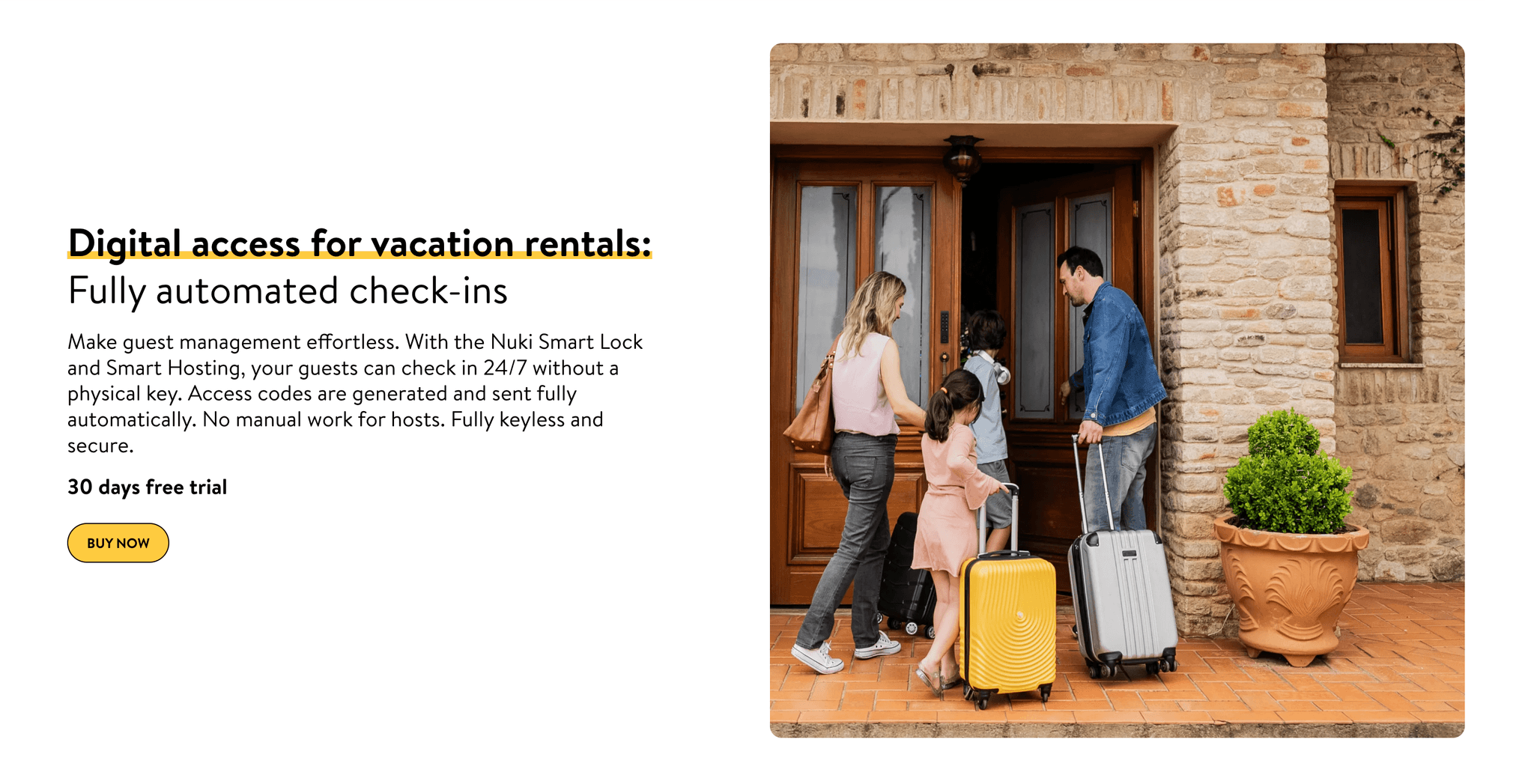 Nuki Smart Hosting landing page — Smart Hosting for 779 SEK per year per lock