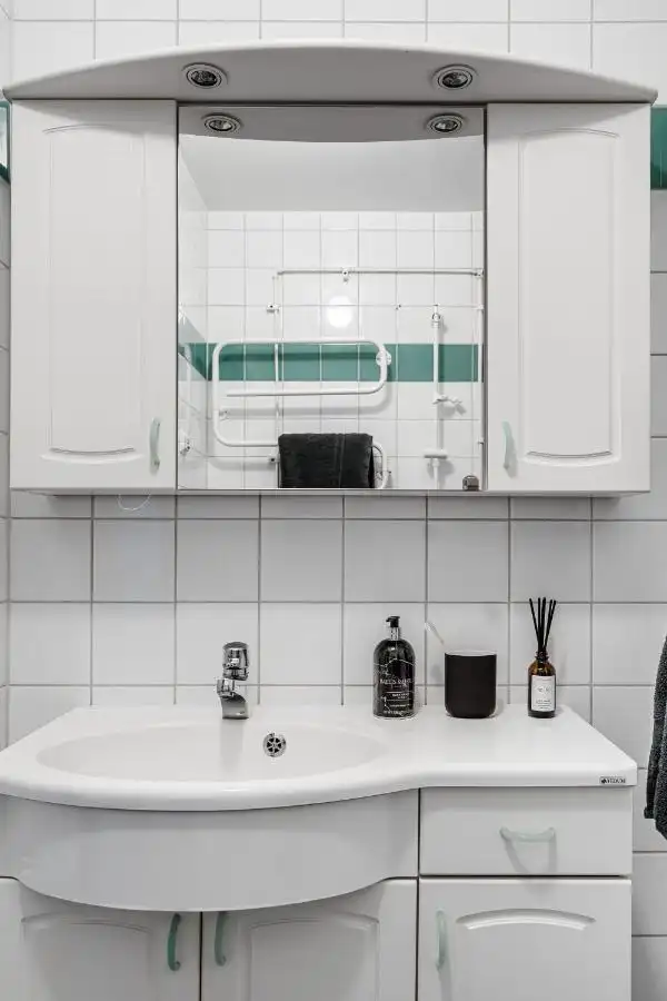 Bathroom vanity cabinet in Uppsala house for rent