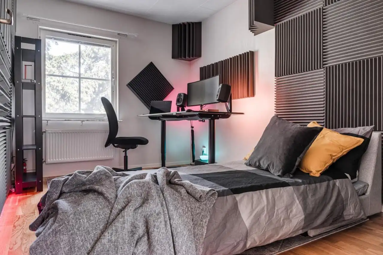 Acoustically treated music studio and workspace in Uppsala rental