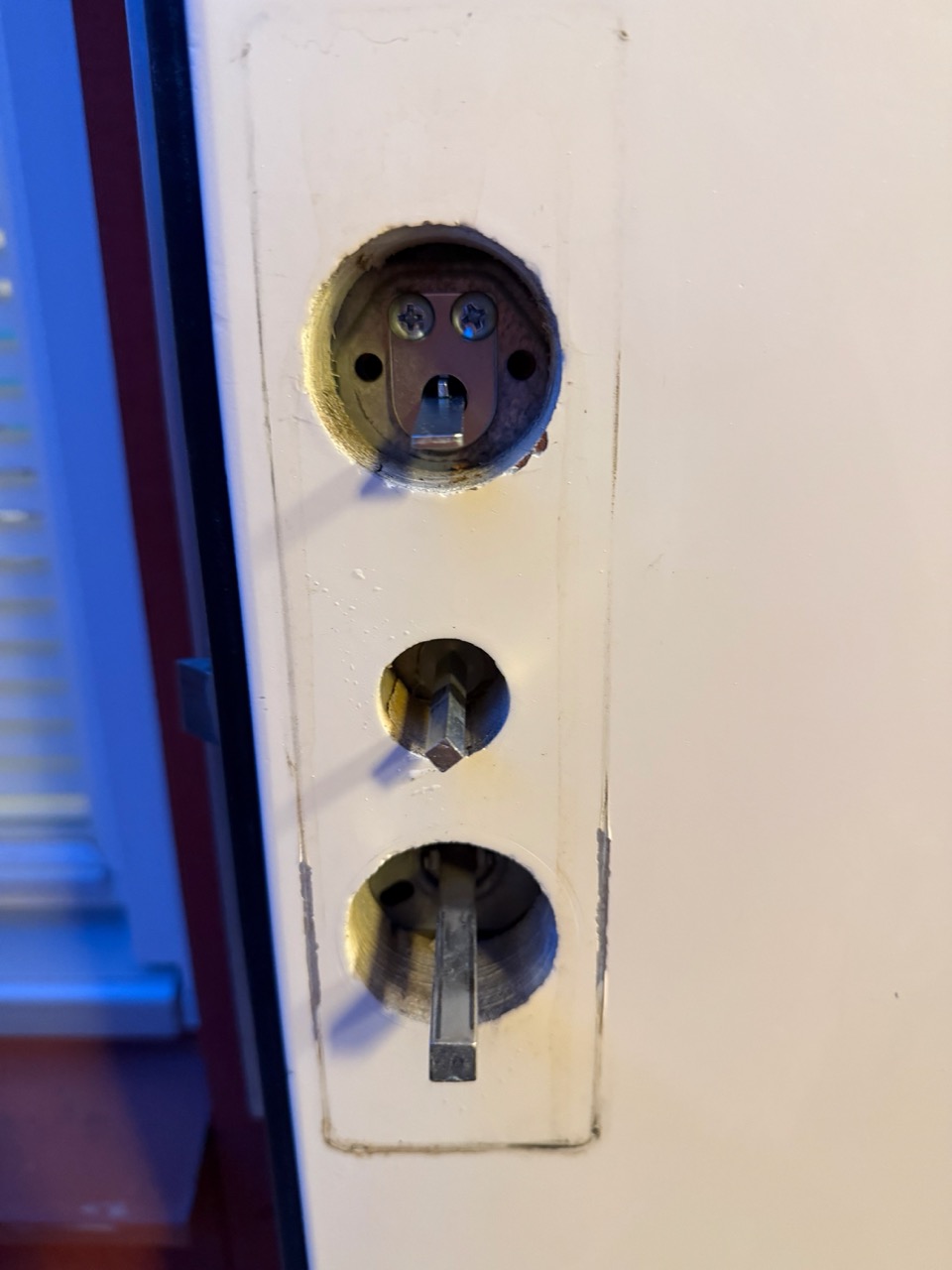 Front door interior cylinder fully out