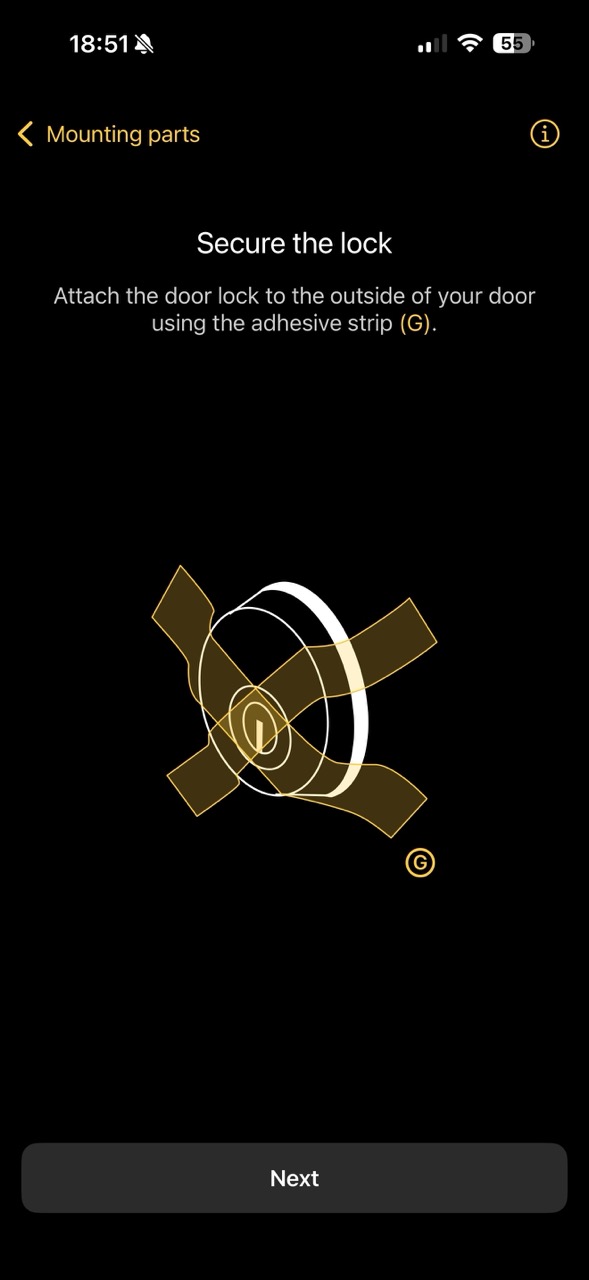 Nuki app: secure the lock from outside with adhesive strip
